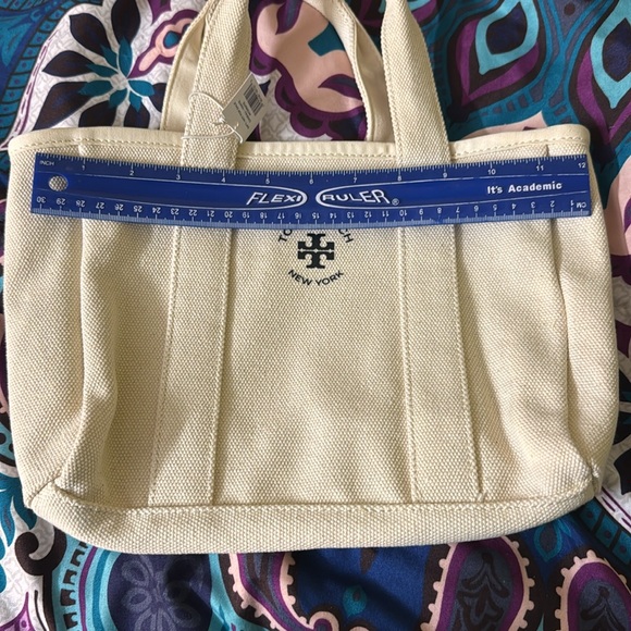 Tory Burch Cream Canvas Tote Bag - Small - Picture 2 of 4